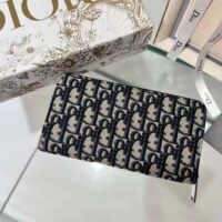 Dior Unisex CD Zipped Long Wallet Beige Black Dior Oblique Jacquard (3)