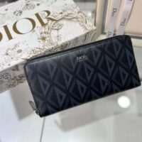 Dior Unisex CD Zipped Long Wallet Black CD Diamond Canvas (5)