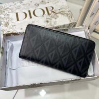 Dior Unisex CD Zipped Long Wallet Black CD Diamond Canvas (5)