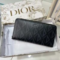 Dior Unisex CD Zipped Long Wallet Black CD Diamond Canvas (5)