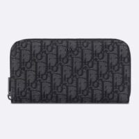 Dior Unisex CD Zipped Long Wallet Black Dior Oblique Jacquard (4)