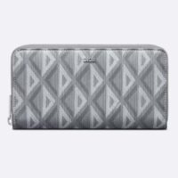 Dior Unisex Zipped Long Wallet Dior Gray CD Diamond Canvas (2)