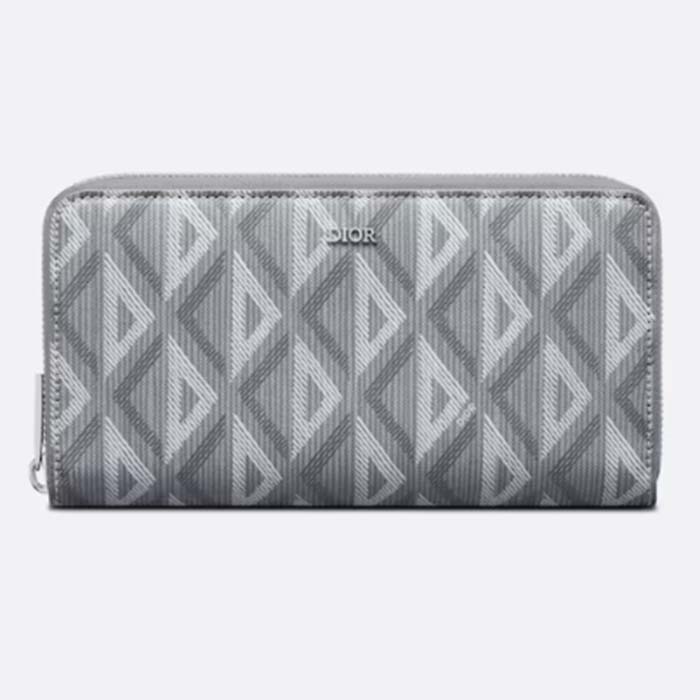 Dior Unisex Zipped Long Wallet Dior Gray CD Diamond Canvas