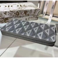 Dior Unisex Zipped Long Wallet Dior Gray CD Diamond Canvas (2)