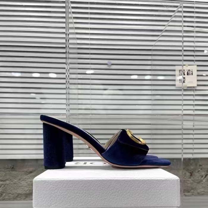 Dior Women CD C’est Dior Heeled Slide Cobalt Blue Velvet 5 CM Heel (3)