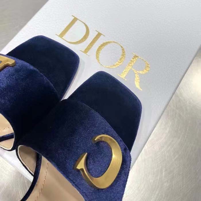 Dior Women CD C’est Dior Heeled Slide Cobalt Blue Velvet 5 CM Heel (8)