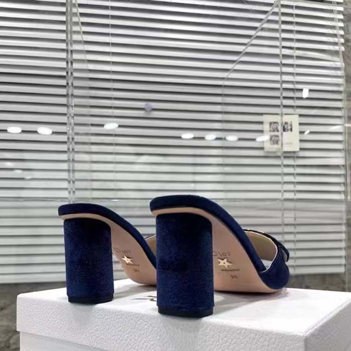 Dior Women CD C’est Dior Heeled Slide Cobalt Blue Velvet 5 CM Heel (9)