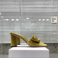 Dior Women CD C’est Dior Heeled Slide Lime Yellow Velvet 5 CM Heel (10)