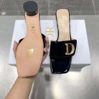 Dior Women CD C’est Dior Slide Black Patent Calfskin Metal C D Initials (6)