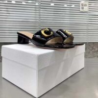 Dior Women CD C’est Dior Slide Black Patent Calfskin Metal C D Initials (6)