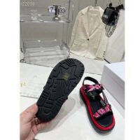 Dior Women CD D-Wave Sandal Indy Pink Multicolor Cotton Jardin Indien Embroidery