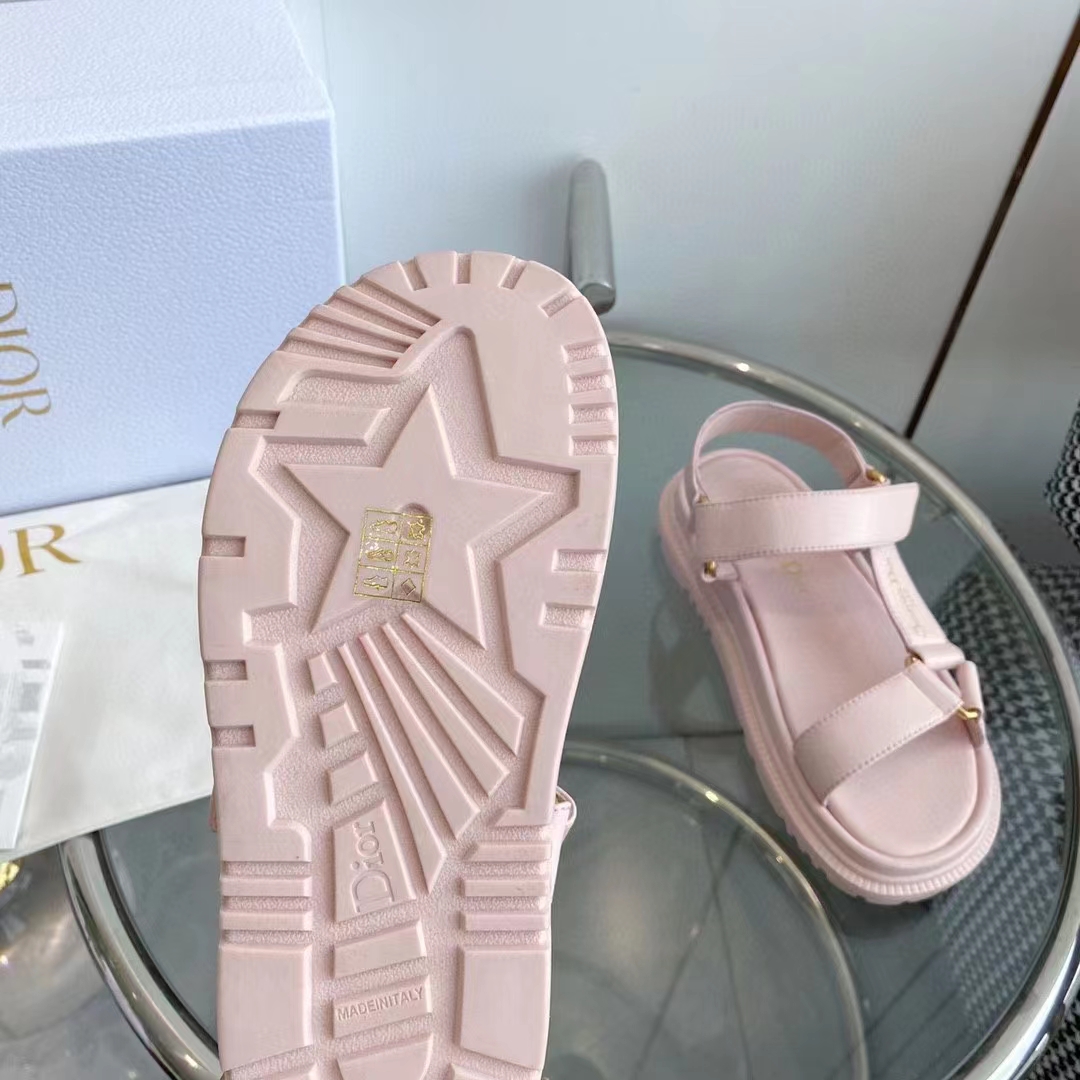 Dior Women CD D-Wave Sandal Powder Pink Lambskin Paris Signature EVA (12)