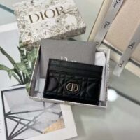 Dior Women CD Dior Caro Five Slot Card Holder Black Supple Cannage Calfskin (4)