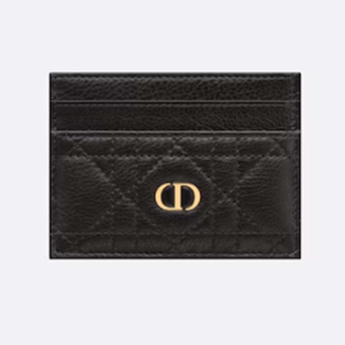 Dior Women CD Dior Caro Five Slot Card Holder Black Supple Cannage Calfskin
