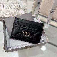 Dior Women CD Dior Caro Five Slot Card Holder Black Supple Cannage Calfskin (4)