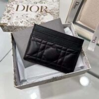 Dior Women CD Dior Caro Five Slot Card Holder Black Supple Cannage Calfskin (4)