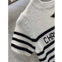 Dior Women CD Dioriviera Short Sleeved Sweater Marinière White Blue Cashmere Knit Signature (4)