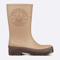 Dior Women CD Diorunion Rain Boot Beige Brown Two-Tone Rubber Dior Union Motif (12)