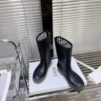 Dior Women CD Diorunion Rain Boot Black Khaki Two-Tone Rubber Dior Union Motif (1)