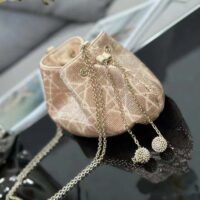 Dior Women CD Dream Bucket Bag Dusty Ivory Cannage Cotton Bead Embroidery (5)