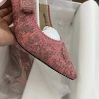 Dior Women CD J’Adior Slingback Pump Pink Gray Embroidered Cotton Toile De Jouy Sauvage (2)