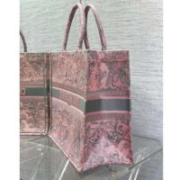 Dior Women CD Large Book Tote Pink Gray Toile De Jouy Sauvage Embroidery (3)