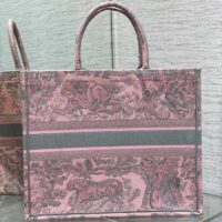 Dior Women CD Large Book Tote Pink Gray Toile De Jouy Sauvage Embroidery (3)