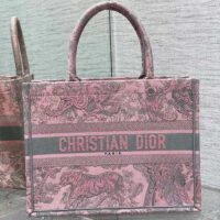 Dior Women CD Medium Book Tote Pink Gray Toile De Jouy Sauvage Embroidery (2)