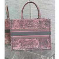 Dior Women CD Medium Book Tote Pink Gray Toile De Jouy Sauvage Embroidery (2)