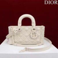 Dior Women CD Medium D-Joy Bag Latte Cannage Calfskin Diamond Motif (1)