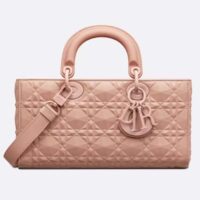 Dior Women CD Medium D-Joy Bag Rose Des Vents Cannage Calfskin Diamond Motif (8)