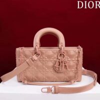 Dior Women CD Medium D-Joy Bag Rose Des Vents Cannage Calfskin Diamond Motif (8)