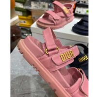 Dior Women CD Shoes DiorAct Sandal Pink Lambskin Gold-Finish Metal Signature (16)