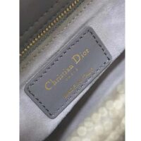 Dior Women CD Small Lady Dior Bag Gray Smooth Calfskin Satin Bead Embroidery (7)