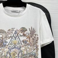 Dior Women CD T-Shirt White Cotton Linen Jersey Multicolor Étoile De Voyage Motif (5)