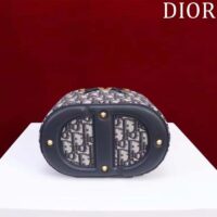 Dior Women Medium CD Signature Vanity Case Blue Oblique Jacquard Leather Handle (9)