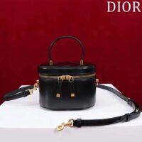 Dior Women Small CD Signature Vanity Case Black Calfskin Embossed Leather Handle (10)