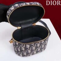 Dior Women Small CD Signature Vanity Case Blue Oblique Jacquard Leather Handle (8)