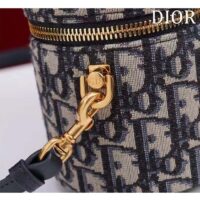 Dior Women Small CD Signature Vanity Case Blue Oblique Jacquard Leather Handle (8)