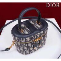 Dior Women Small CD Signature Vanity Case Blue Oblique Jacquard Leather Handle (8)