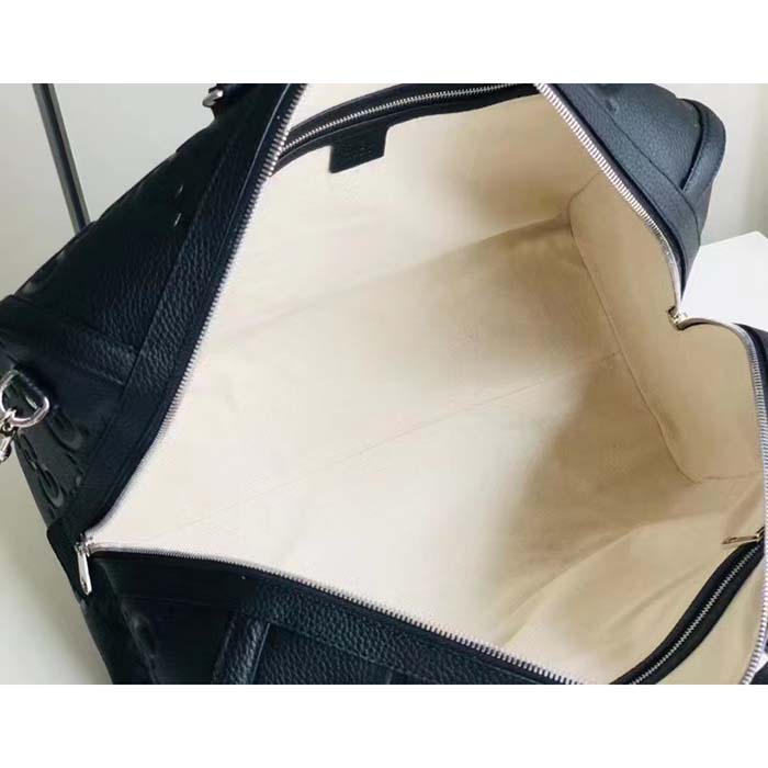 Gucci GG Unisex Jumbo GG Small Duffle Bag Black Leather Zip Closure (11)