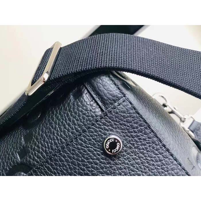 Gucci GG Unisex Jumbo GG Small Duffle Bag Black Leather Zip Closure (6)
