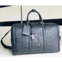 Gucci GG Unisex Jumbo GG Small Duffle Bag Black Leather Zip Closure (7)