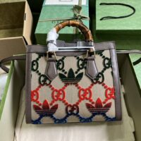 Gucci Unisex Adidas x Gucci Diana Medium Tote Bag Multicolor Velvet GG Trefoil Canvas (6)