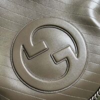 Gucci Unisex Blondie Medium Tote Bag Brown Leather Round Interlocking G (2)