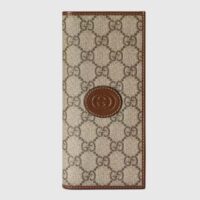 Gucci Unisex GG Long Wallet Interlocking G Beige Ebony GG Supreme Canvas (6)