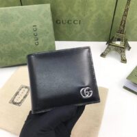 Gucci Unisex GG Marmont Leather Bi-Fold Wallet Black Smooth Leather Double G (6)