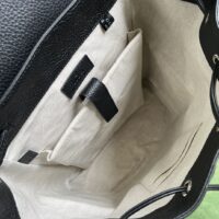 Gucci Unisex Jumbo GG Backpack Black Leather Cotton Linen Top Handle (1)