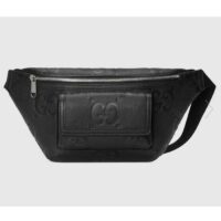 Gucci Unisex Jumbo GG Belt Bag Black Leather Zip Closure (1)