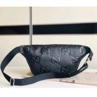 Gucci Unisex Jumbo GG Belt Bag Black Leather Zip Closure (1)